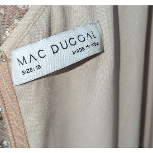 Mac Duggal Pearl Sequin Gown Size 16 NWT Champagne Embellished Dress 14523 - Picture 5 of 7